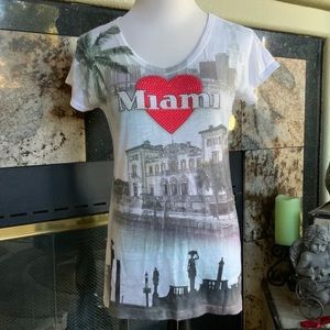 Miami embellished heart tee shirt